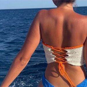 Scarlet & Sam corset lace up crochet top